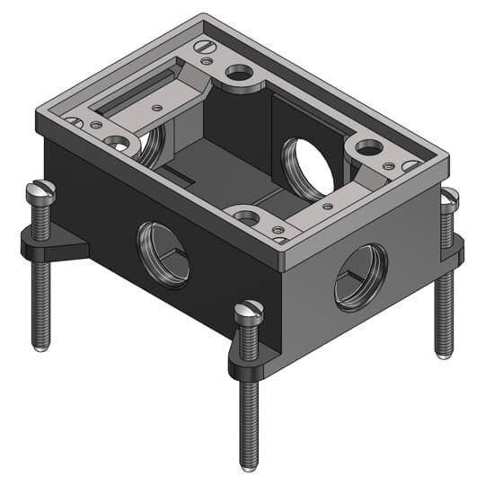 Steel City® 841-AL Fully Adjustable Flush Service Shallow Floor Box With Aluminum Trim Ring, Aluminum, 15 cu-in Capacity, 1 Gang, 5-1/2 in L x 4 in W x 2 in H