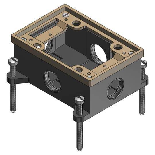 Steel City® 841-SC 840 Fully Adjustable Flush Service Floor Box, Cast Iron, 15 cu-in Capacity, 1 Gangs, 5-1/2 in L x 4 in W x 2 in H