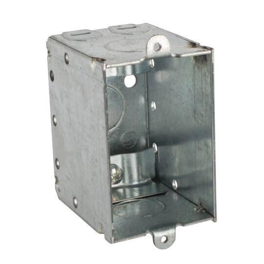 Steel City® A254-25 Non-Gangable Switch Box With C-5 Non-Metallic Cable Clamps, Steel, 12.5 cu-in Capacity, 1 Outlets, 5 Knockouts, 2 in W x 2-1/2 in D x 3 in H