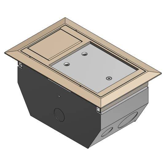 Steel City® AFM-2-BGE 2-Compartment Raised Access Floor Module With Beige Non-Metallic Cover, 2 Gangs, Steel