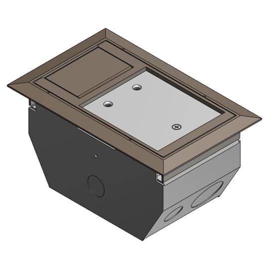Steel City® AFM-2-BRN 2-Compartment Raised Access Floor Module With Brown Non-Metallic Cover, 2 Gangs, Steel