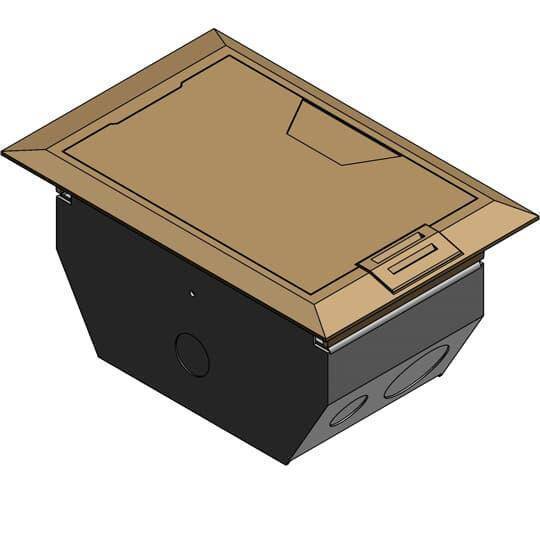 Steel City® AFM-2-BRS 2-Compartment Raised Access Floor Module With Brass Metallic Cover, 1/2 in Knockouts, Steel