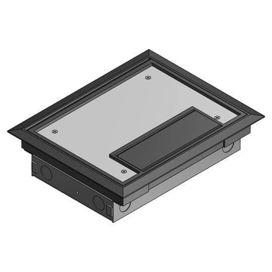 Steel City® AFM-6S2-BLK 4-Compartment Raised Access Floor Module With Black Cover, 4 Gangs, Steel