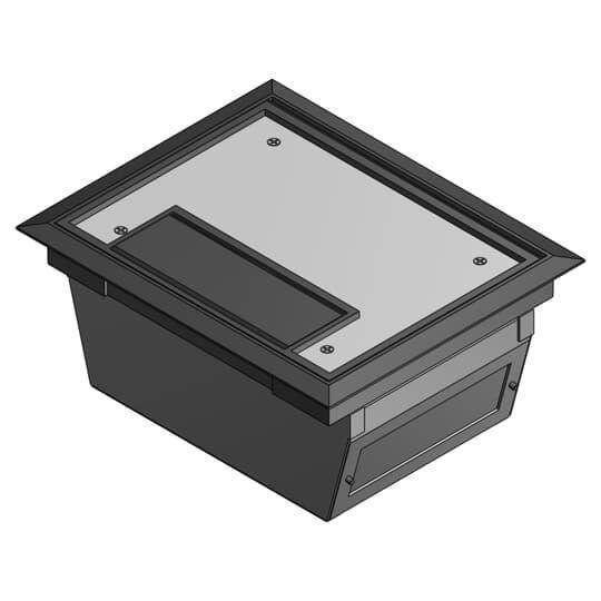Steel City® AFM-6V-BLK 2-Compartment Raised Access Floor Module With Black Cover, 2 Gangs, Steel