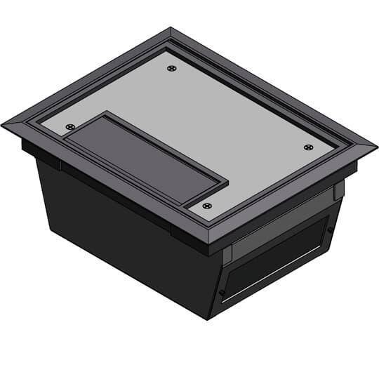 Steel City® AFM-6V-GRY 2-Compartment Raised Access Floor Module With Gray Cover, 2 Gangs, Steel