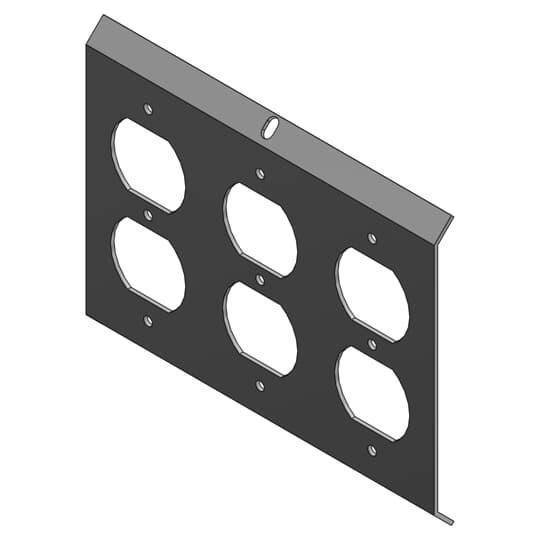 Steel City® AFP-6V-3D Power Panel With 3-Duplex Panels, For Use With AFM-6V Series Access Floor Module, Steel