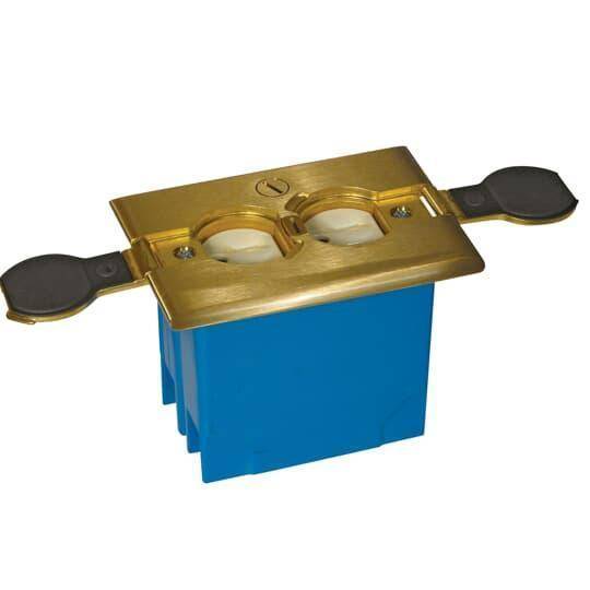Carlon® Adjust-A-Box® B121BFBB Adjustable Non-Metallic Floor Box, Brass, 20 cu-in Capacity, 1 Gangs, 2 Outlets, 2.8 in L x 4.36 in W x 3.3 in H