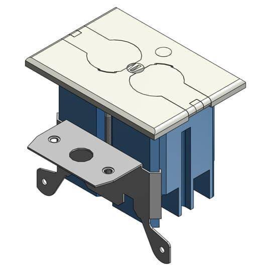 Carlon® Adjust-A-Box® B121BFBR Adjustable Non-Metallic Floor Box, 20 cu-in Capacity, 1 Gangs, 2 Outlets, 2.8 in L x 4.36 in W x 3.3 in H