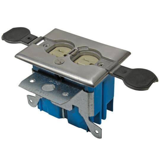 Carlon® Adjust-A-Box® B121BFSS Adjustable Non-Metallic Floor Box, Stainless Steel, 20 cu-in Capacity, 1 Gangs, 2.8 in L x 4.36 in W x 3.3 in H
