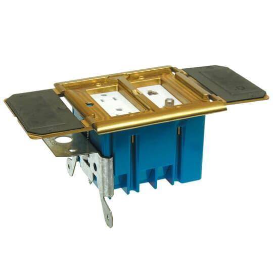 Carlon® Adjust-A-Box® B234BFBB Adjustable Non-Metallic Floor Box, Brass, 34 cu-in Capacity, 2 Gangs, 4-3/4 in W x 5 in H