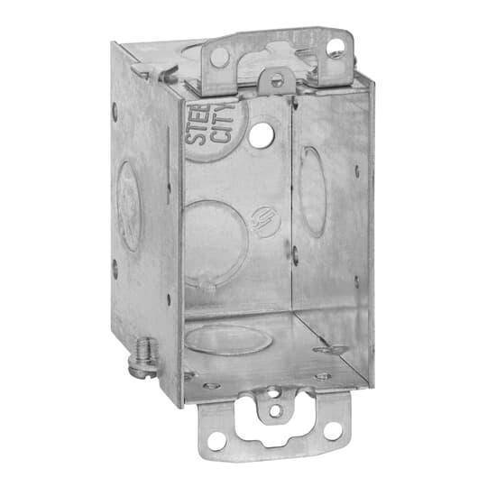 Steel City® CDOW-25 Gangable Welded Style Switch Box, Steel, 12.5 cu-in Capacity, 1 Gang, 1 Outlet, 4 Knockouts, 2 in W x 2-1/2 in D x 3 in H