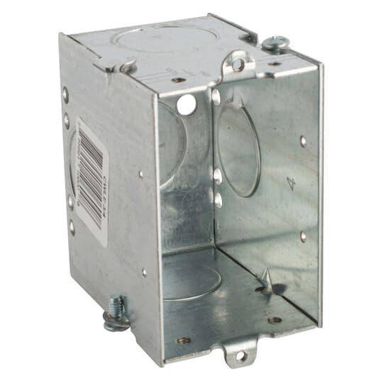 Steel City® CWLE-3/4 Gangable Switch Box With Knockout, Steel, 14 cu-in Capacity, 1 Outlets, 2 in W x 2-3/4 in D x 3 in H