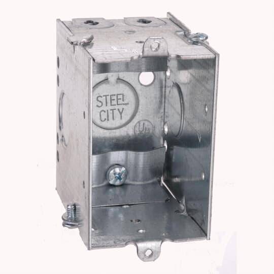 Steel City® CWNLE Gangable Switch Box, Steel, 14 cu-in Capacity, 1 Outlets, 2 in W x 2-3/4 in D x 3 in H