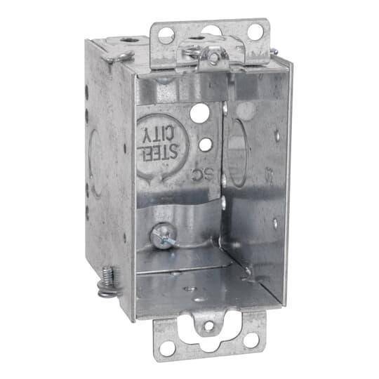 Steel City® CWN-25R Gangable Switch Box With Knockout, Steel, 14 cu-in Capacity, 1 Outlets, 2 in W x 2-3/4 in D x 3 in H