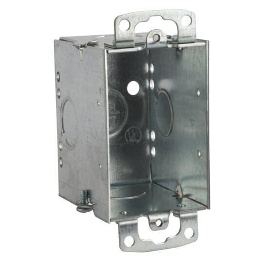 Steel City® CW-1/2-CN Gangable Switch Box With Knockout, Steel, 14 cu-in Capacity, 1 Outlets, 2 in W x 2-3/4 in D x 3 in H