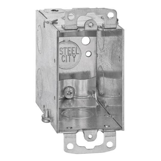 Steel City® CXWOW-25R Gangable Switch Box With Knockout, Steel, 18 cu-in Capacity, 1 Outlets, 2 in W x 3-1/2 in D x 3 in H