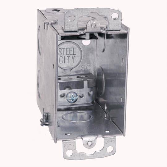 Steel City® CX-25R Gangable Switch Box With Knockout, Steel, 18 cu-in Capacity, 1 Outlets, 2 in W x 3-1/2 in D x 3 in H