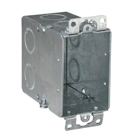 Steel City® CY-1/2 Gangable Switch Box, Steel, 18 cu-in Capacity, 1 Gang, 1 Outlet, 5 Knockouts, 2 in W x 3-1/2 in D x 3 in H