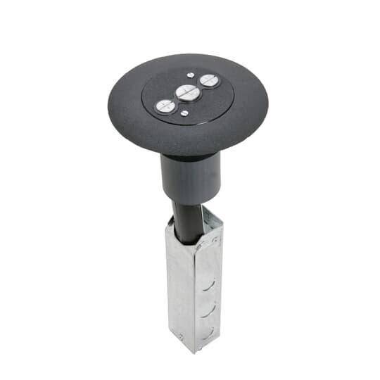 Steel City® FPT448-SW-BLK Poke-Through Base Unit With MopTite™ FPT442-SW-BLK Non-Metallic Cover, 3 in Hole, 1/2 in, 3/4 in Knockout, Phenolic/Galvanized Steel