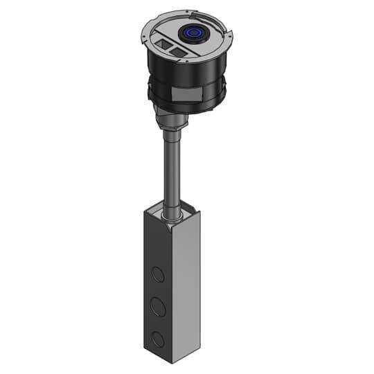 Steel City® FPT4-1TL32-2C Poke-Through Base Unit, 27 cu-in, 1/2 in, 3/4 in Knockout, Die Cast Zinc/Galvanized Steel