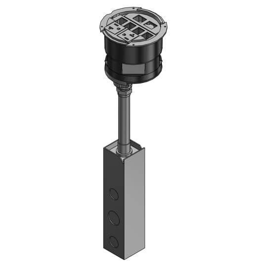 Steel City® FPT4-2P-6C-C Poke-Through Base Unit, 27 cu-in, For Use With Poke Through System, 1/2 in, 3/4 in Knockout, Steel