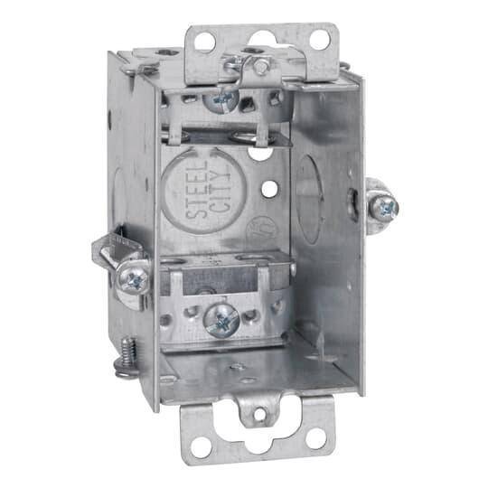 Steel City® LXOWC-25R Gangable Switch Box With Knockout, Steel, 12.5 cu-in Capacity, 1 Outlets, 2 in W x 2-1/2 in D x 3 in H