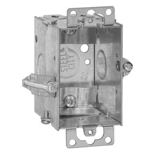 Steel City® LXWOWC-20R Gangable Switch Box With Knockout, Steel, 12.5 cu-in Capacity, 1 Outlets, 2 in W x 2-1/2 in D x 3 in H