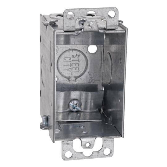 Steel City® LXWOW-CN Gangable Switch Box With Knockout, Steel, 12.5 cu-in Capacity, 1 Outlets, 2 in W x 2-1/2 in D x 3 in H