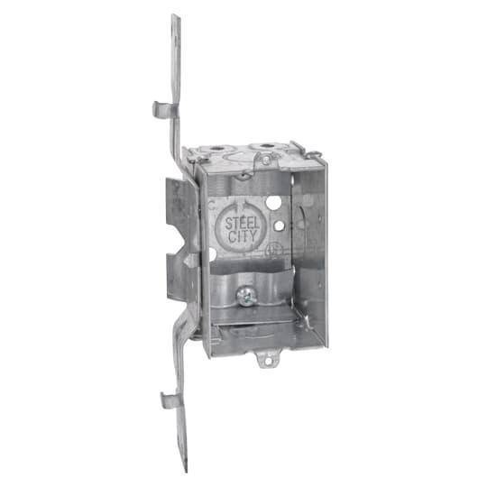 Steel City® LXWSV Gangable Switch Box With Knockout, Steel, 12.5 cu-in Capacity, 1 Gangs, 1 Outlets, 5 Knockouts, 2 in W x 2-1/2 in D x 3 in H