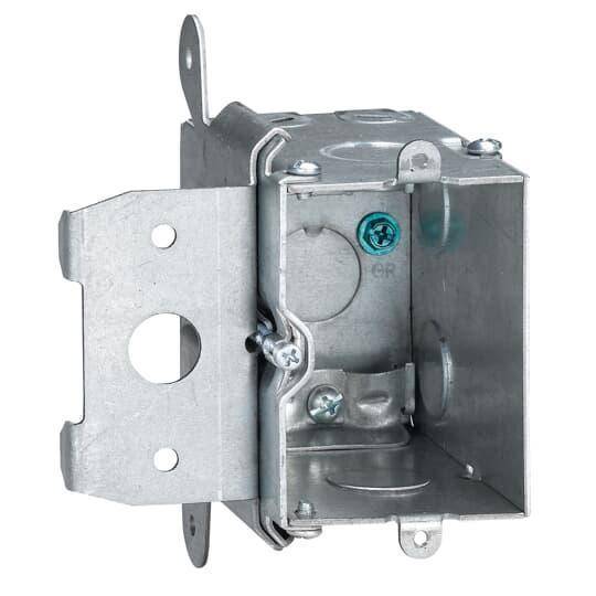 Steel City® MB120ADJ Adjustable Wall Box, Steel, 20 cu-in Capacity, 1 Gangs, (1) Outlets, (5) Knockouts, 3.28 in H x 2.2 in W x 3.52 in D