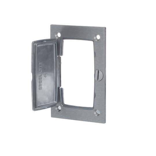 Steel City® MopTite™ P64-GFCI-AL Cover Plate With GFCI Flip Lid, 4-1/2 in L x 3 in W, Aluminum