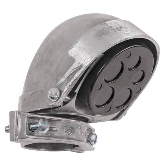 Steel City® SH104-1 Clamp-On Service Cable Cap, 1-1/4 in, (5) 19/32 in, 5/8 in Hole, For Use With Rigid/Intermediate, Thinwall, Aluminum