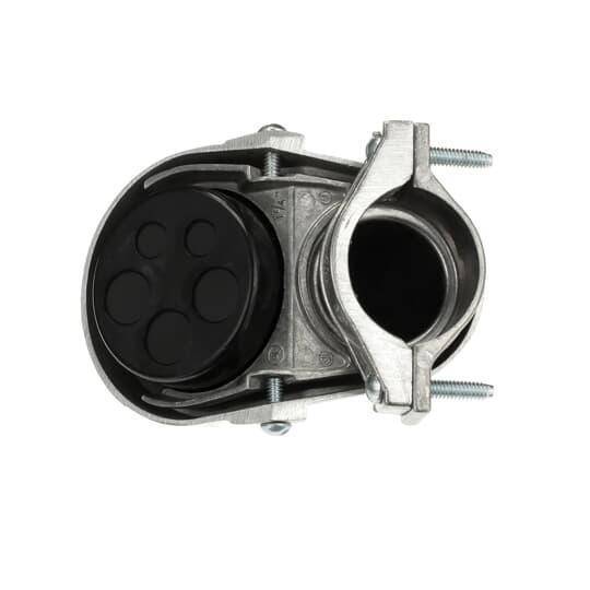 Steel City® SH-104 Clamp-On Service Cable Cap, 1-1/4 in, (5) 19/32 in, 5/8 in Hole, For Use With EMT/Rigid/IMC Conduits, Aluminum