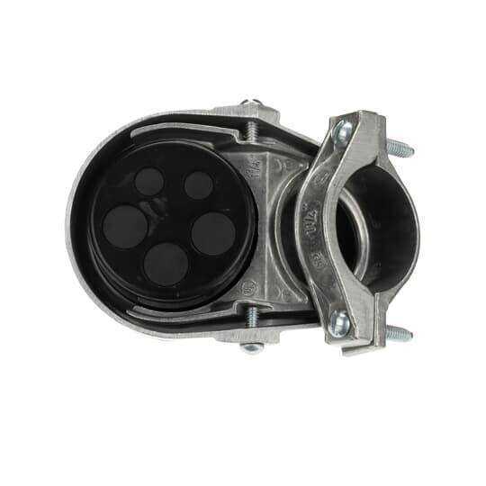 Steel City® SH-104 Clamp-On Service Cable Cap, 1-1/4 in, (5) 19/32 in, 5/8 in Hole, For Use With EMT/Rigid/IMC Conduits, Aluminum