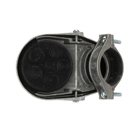 Steel City® SH-105 Clamp-On Service Cable Cap, 1-1/2 in, (6) 19/32 in, 7/16 in, 5/8 in Hole, For Use With EMT/Rigid/IMC Conduits, Aluminum