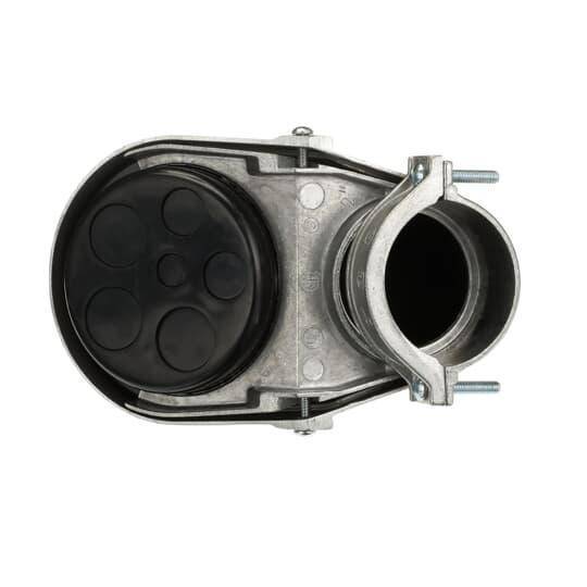 Steel City® SH-106 Clamp-On Service Cable Cap, 2 in, (6) 3/4 in, 1 in, 7/32 in Hole, For Use With EMT/Rigid/IMC Conduits, Aluminum