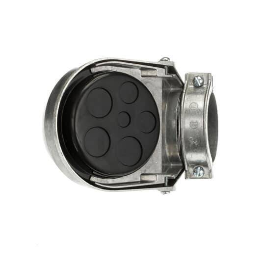 Steel City® SH-106 Clamp-On Service Cable Cap, 2 in, (6) 3/4 in, 1 in, 7/32 in Hole, For Use With EMT/Rigid/IMC Conduits, Aluminum