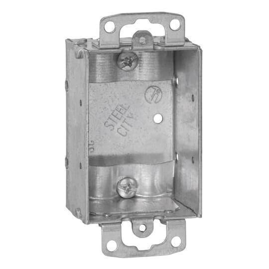 Steel City® SWB-25R Non-Gangable Beveled Corner Switch Box With Knockout, Steel, 7.5 cu-in Capacity, 1 Outlets, 2 in W x 1-1/2 in D x 3 in H