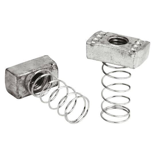 Kindorf® B-911-3/8-SN2 Channel Stud Nut With Self-Holding Clamping Nut, Spring, 3/8-16 Thread, Steel