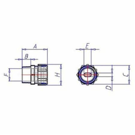 T&B® 2116-TB Underground Feeder Service Entrance Cable Connector, 1/2 in Knockout, 0.235 x 0.5 in Clamp Opening, Die Cast Zinc