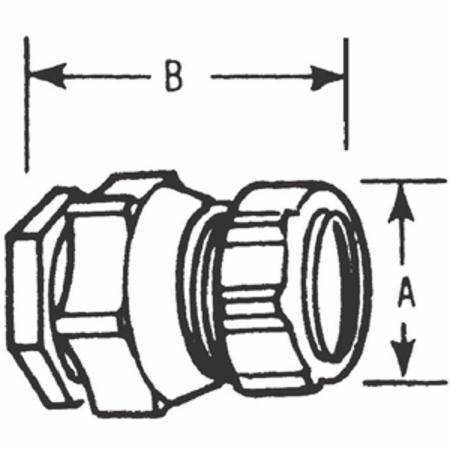 T&B® CHASE® 2633 Straight Cord Connector, 1/2 in Trade, 3/8 to 1/2 in Cable Openings, Steel