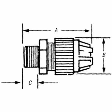 T&B® Black Beauty® 2671 Liquidtight Strain Relief Cord Connector, 3/8 in Trade, 0.125 to 0.275 in Cable Openings, Nylon