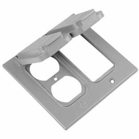 2-Gang, , Thomas & Betts Corporation 2CCDG Weatherproof Device Box Cover, 1-GFCI/Duplex Receptacle, Silver