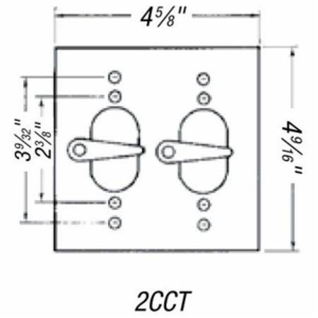 2-Gang, 4-5/8" x 4-9/16", Thomas & Betts Corporation 2CCT Weatherproof Switch Box Cover and Operator, 1-Switch Device, Silver