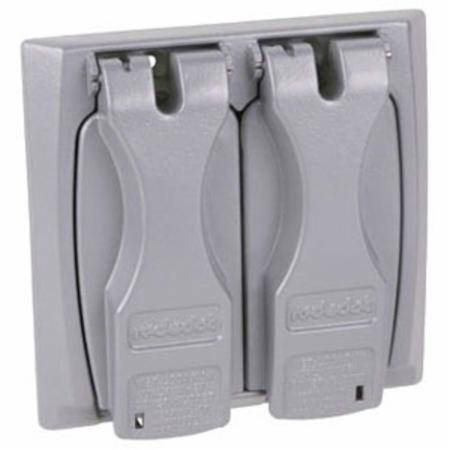 2-Gang, , Thomas & Betts Corporation 2CCU Weatherproof Device Box Cover, 1-GFCI/Duplex/Single Receptacle, Silver