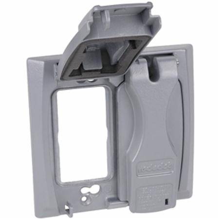 2-Gang, , Thomas & Betts Corporation 2CCU Weatherproof Device Box Cover, 1-GFCI/Duplex/Single Receptacle, Silver
