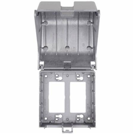 4.34" x 2-Gang, , Thomas & Betts Corporation 2CKU Red Dot®, Code Keeper® Weatherproof While-In Use Box Cover, 1-GFCI/Duplex Receptacle, Silver/Powder Coated