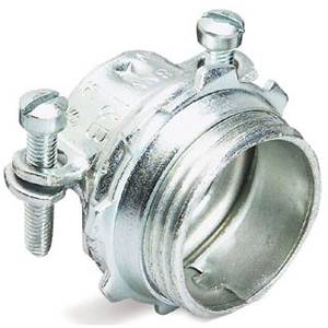 T&B® 3303-TB 2-Screw Non-Insulated Cable Connector With Slotted Screw, 3/4 in Trade, 0.53 to 0.75 in Cable Openings, Steel, Electro-Zinc Plated
