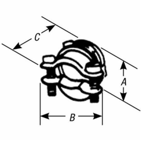 T&B® 3306 2-Screw Non-Insulated Cable Connector, 1-1/2 in Trade, 0.93 to 1.515 in Cable Openings, Malleable Iron, Electro-Zinc Plated