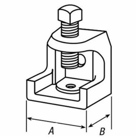 Steel City® 500-SC Beam Clamp, 1/4-20 Rod, 15/16 in THK Flange, 450 lb Load, Malleable Iron, Electroplated